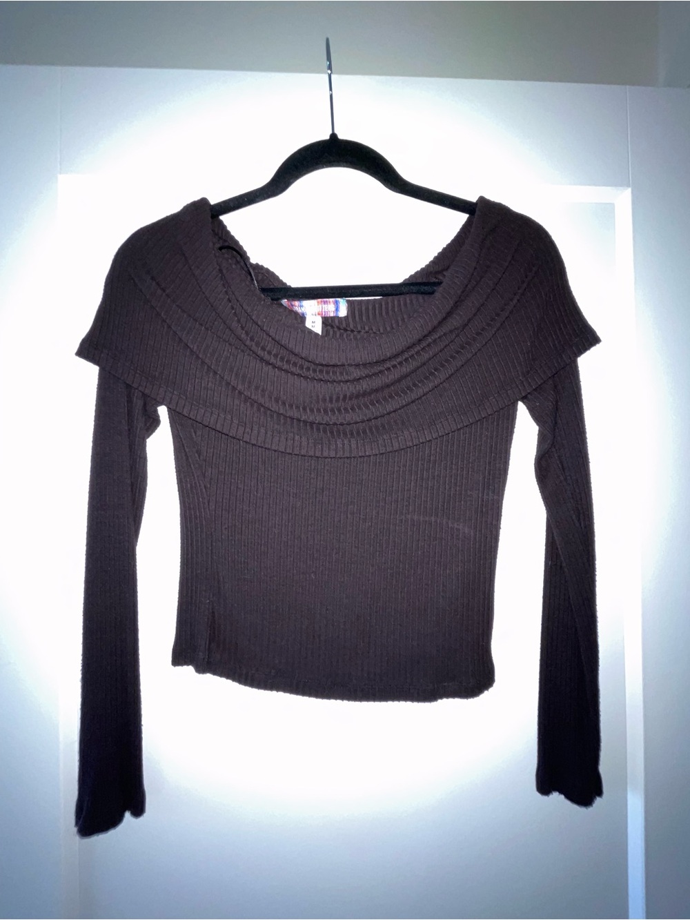 Urban Outfitters Ribbed Off-Shoulder Long Sleeve Top